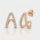 structured cage natural diamond stud earrings in 14k gold rose gold