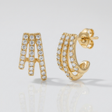 rounded cage natural diamond stud earrings in 14k gold