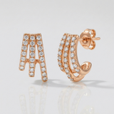 rounded cage natural diamond stud earrings in 14k gold rose gold