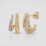 bold cage natural diamond stud earrings in 14k gold