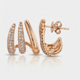 wide cage natural diamond stud earrings in 14k gold rose gold