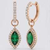 marquise emerald and natural diamond drop hoop earrings in 14k gold rose gold