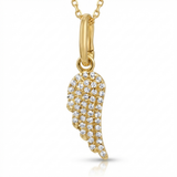 petite angel wing natural diamond charm in 14k gold
