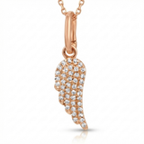 petite angel wing natural diamond charm in 14k gold rose gold