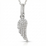 petite angel wing natural diamond charm in 14k gold white gold