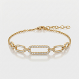 elongated link pave natural diamond bracelet in 14k gold