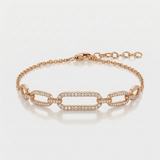 elongated link pave natural diamond bracelet in 14k gold rose gold