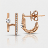 petite natural diamond lobe stud earrings in 14k gold rose gold