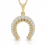 horseshoe natural diamond charm in 14k gold
