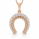 horseshoe natural diamond charm in 14k gold rose gold