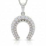 horseshoe natural diamond charm in 14k gold white gold