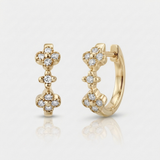 clover natural diamond huggie earrings white gold in 14k gold
