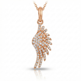 angel wing natural diamond necklace charm classic design in 14k gold rose gold