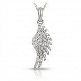 angel wing natural diamond necklace charm classic design in 14k gold white gold