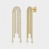 tennis tassel natural diamond statement earrings in 14k gold