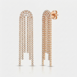 tennis tassel natural diamond statement earrings in 14k gold rose gold