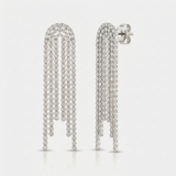 tennis tassel natural diamond statement earrings in 14k gold white gold