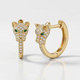 panther natural diamond huggie earrings in 14k gold