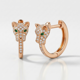 panther natural diamond huggie earrings in 14k gold rose gold