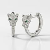 panther natural diamond huggie earrings in 14k gold white gold