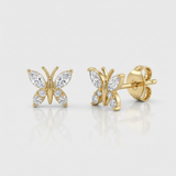 butterfly natural diamond stud earrings classic in 14k gold