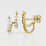 wide frame cage natural diamond stud earrings in 14k gold