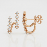 wide frame cage natural diamond stud earrings in 14k gold rose gold