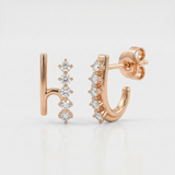 classic cage natural diamond stud earrings in 14k gold rose gold