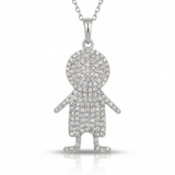 boy figure natural diamond necklace charm in 14k gold white gold