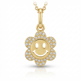 smiley face natural diamond charm in 14k gold
