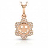 smiley face natural diamond charm in 14k gold rose gold