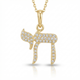 chai natural diamond necklace charm in 14k gold