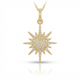 sunburst natural diamond necklace charm in 14k gold