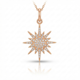 sunburst natural diamond necklace charm in 14k gold rose gold