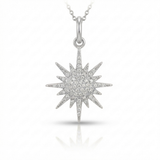 sunburst natural diamond necklace charm in 14k gold white gold
