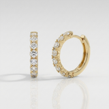 round natural diamond classic hoop earrings in 14k gold