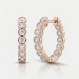 bezel set natural diamond hoop earrings in 14k gold rose gold