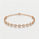 round bezel natural diamond station bracelet in 14k gold rose gold