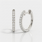 classic natural diamond huggie earrings in 14k gold white gold