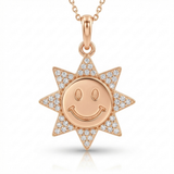 smiley sun natural diamond charm in 14k gold rose gold