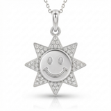 smiley sun natural diamond charm in 14k gold white gold
