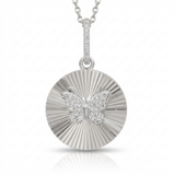 fluted disc butterfly natural diamond charm in 14k gold white gold