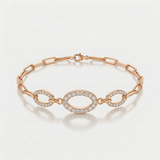 oval link pave natural diamond bracelet in 14k gold rose gold