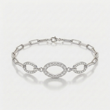 oval link pave natural diamond bracelet in 14k gold white gold