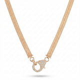 mesh chain pave clasp natural diamond necklace in 14k gold rose gold