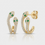 snake natural diamond huggie earrings classic in 14k gold