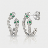 snake natural diamond huggie earrings classic in 14k gold white gold