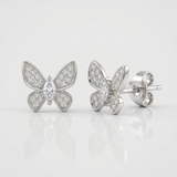 butterfly natural diamond stud earrings petite in 14k gold white gold