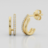 slim pave natural diamond hoop earrings in 14k gold