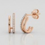 slim pave natural diamond hoop earrings in 14k gold rose gold